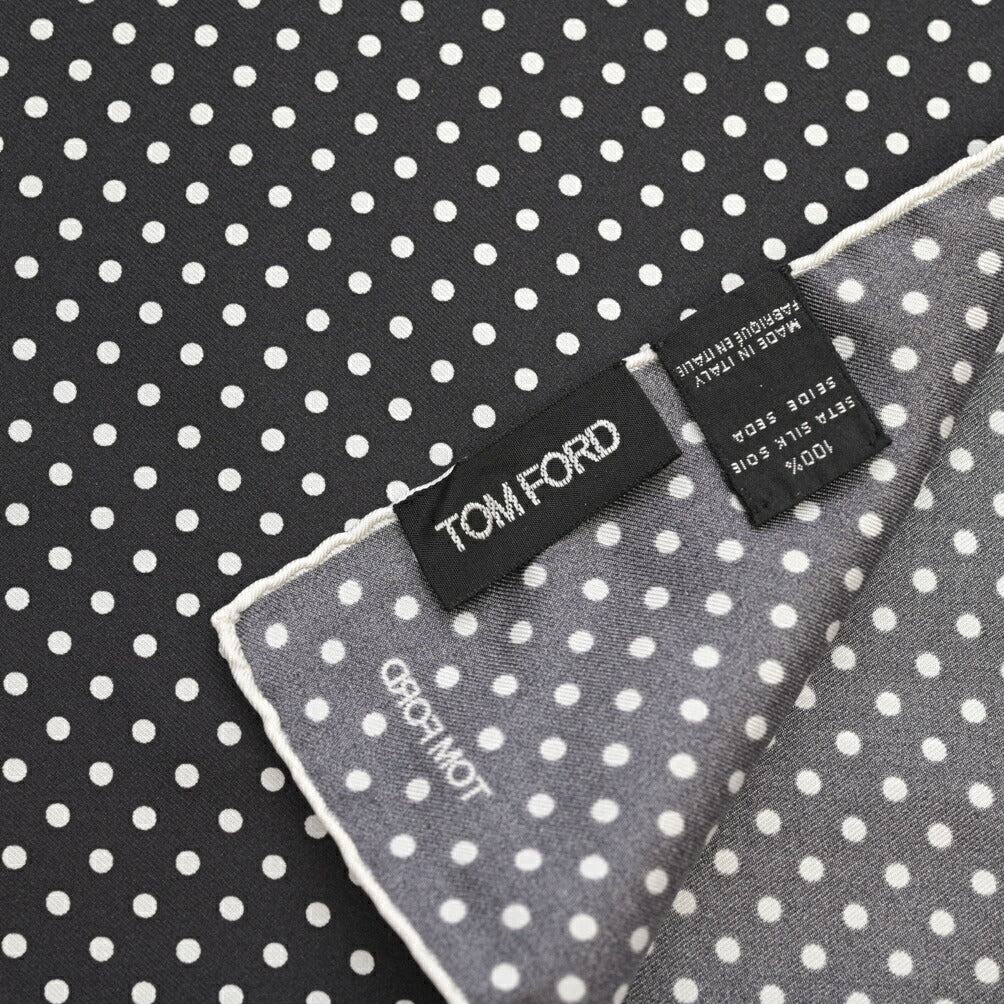 TOM FORD シルク100% ドット柄ポケットチーフ