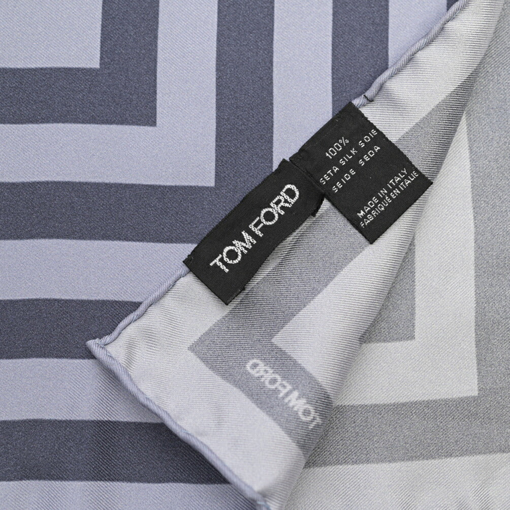 TOM FORD シルク100% 幾何柄ポケットチーフ