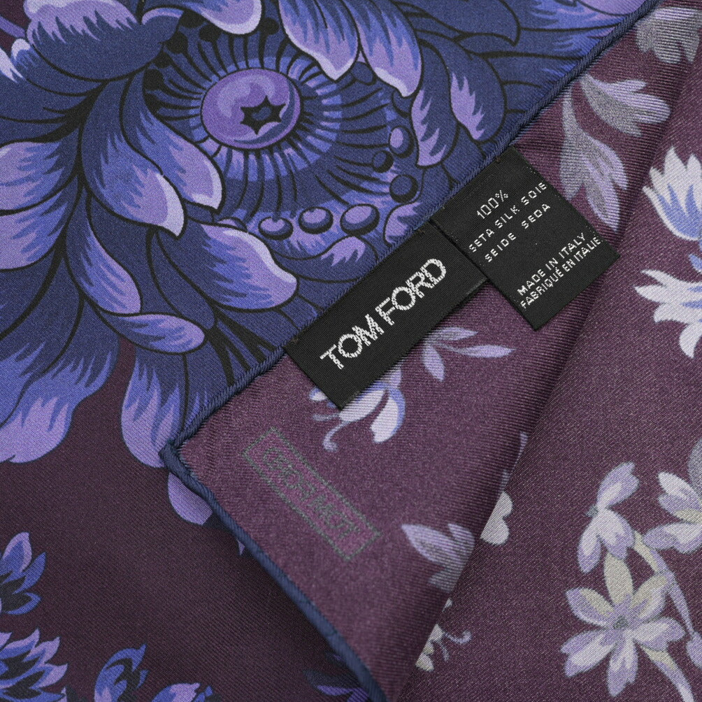 TOM FORD シルク100% 花柄ポケットチーフ