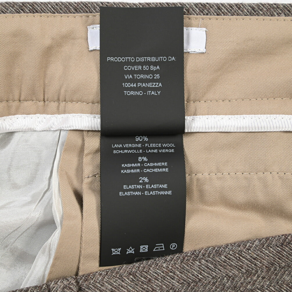 PT TORINO Edge “REBEL FIT” カシミヤ混ウール ワンタックヘリンボーンスラックス