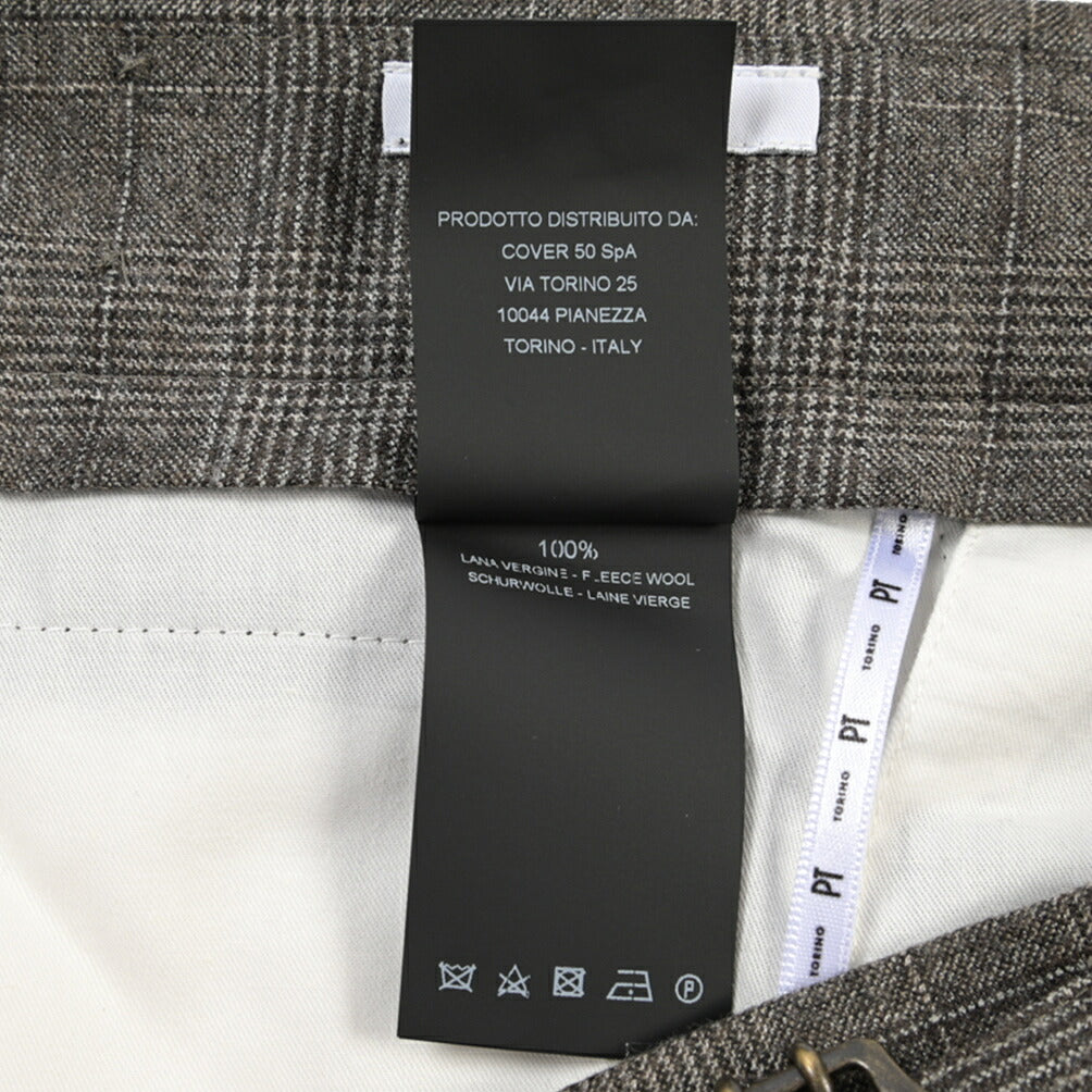 PT TORINO “SLIM FIT” SUPER 100's ヴァージンウール100% ノータックグルカパンツ