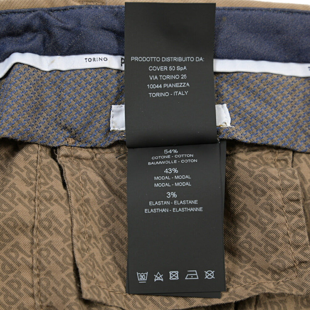 PT TORINO “SLIM FIT” モダール混コットン ノータックパンツ