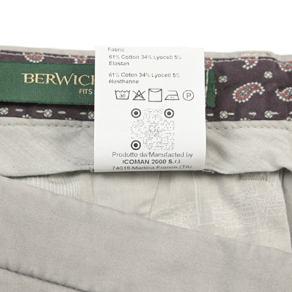 BERWICH “MORELLO 1P-GD” リヨセル混コットン ワンタックチノパンツ