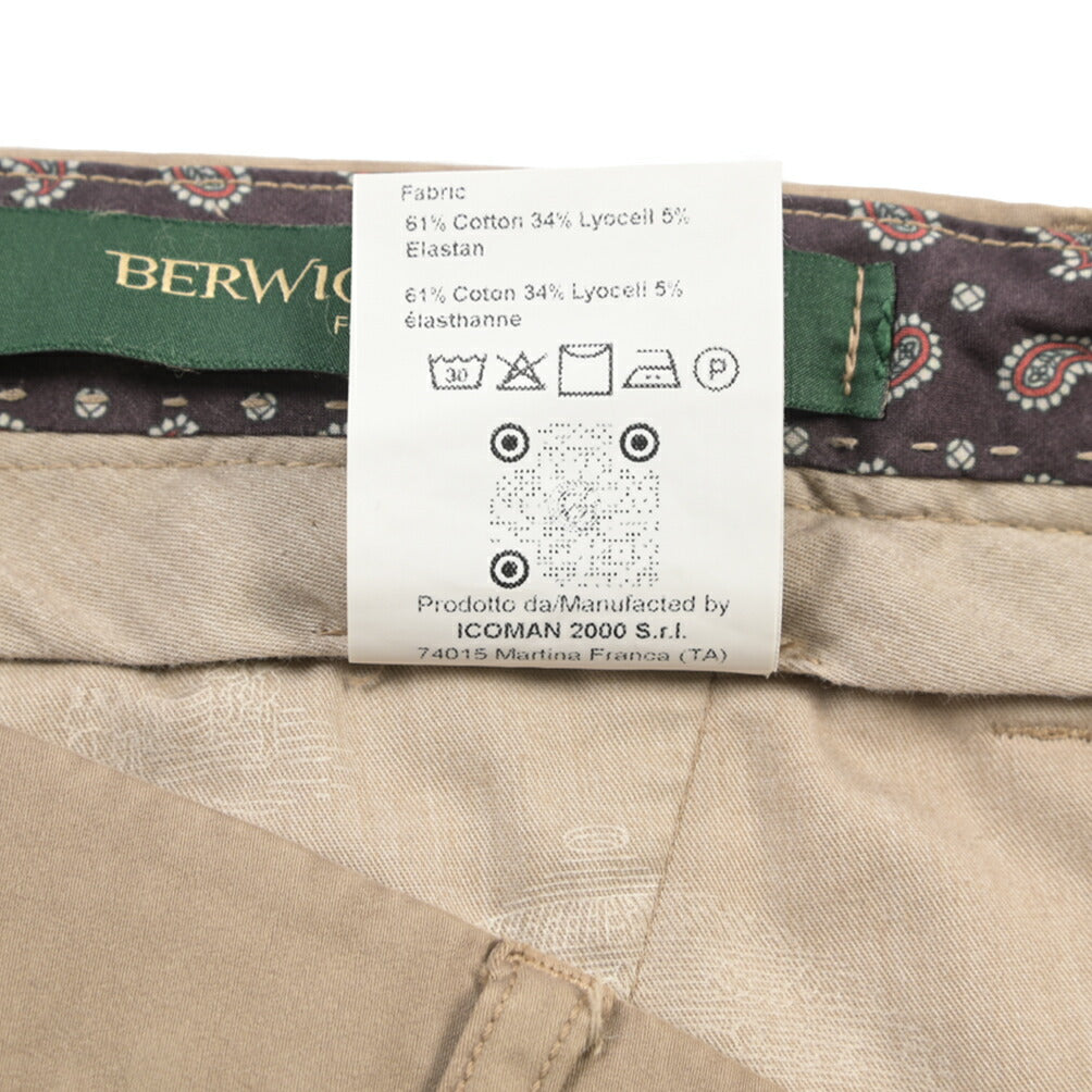 BERWICH “MORELLO1P-GD” リヨセル混コットン ワンタックチノパンツ