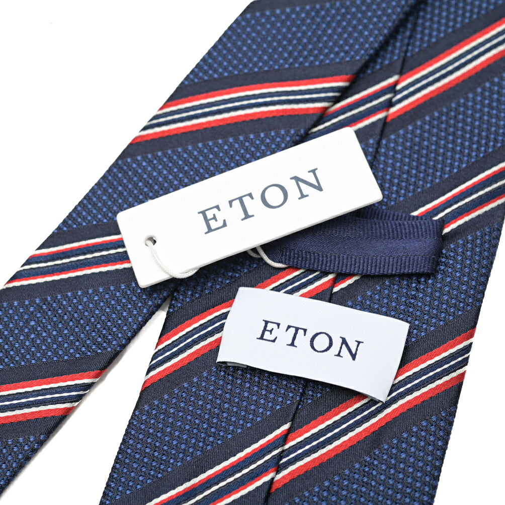 ETON シルク100% レジメンタル柄ネクタイ