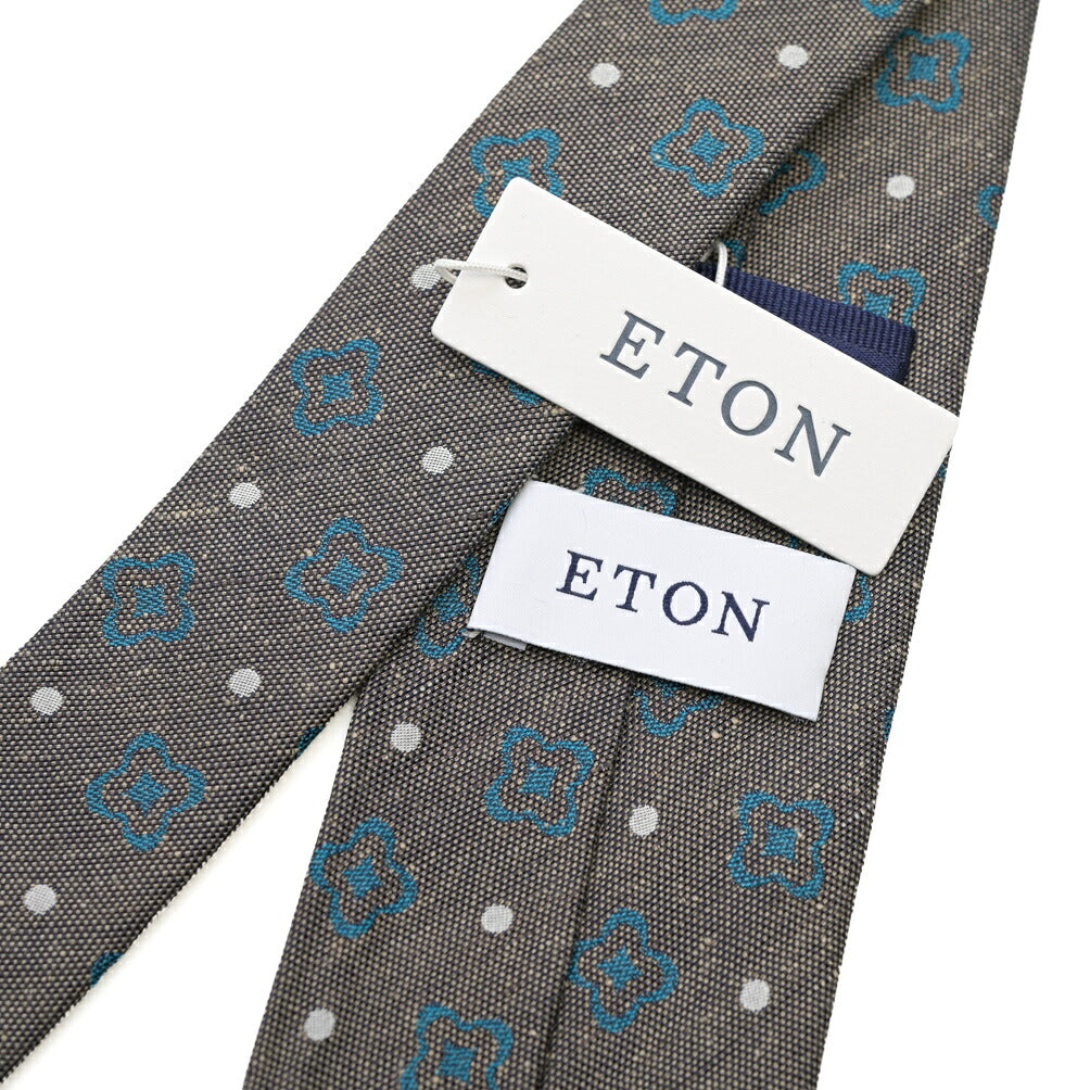 SALE|ETON リネン混シルク 花柄ネクタイ