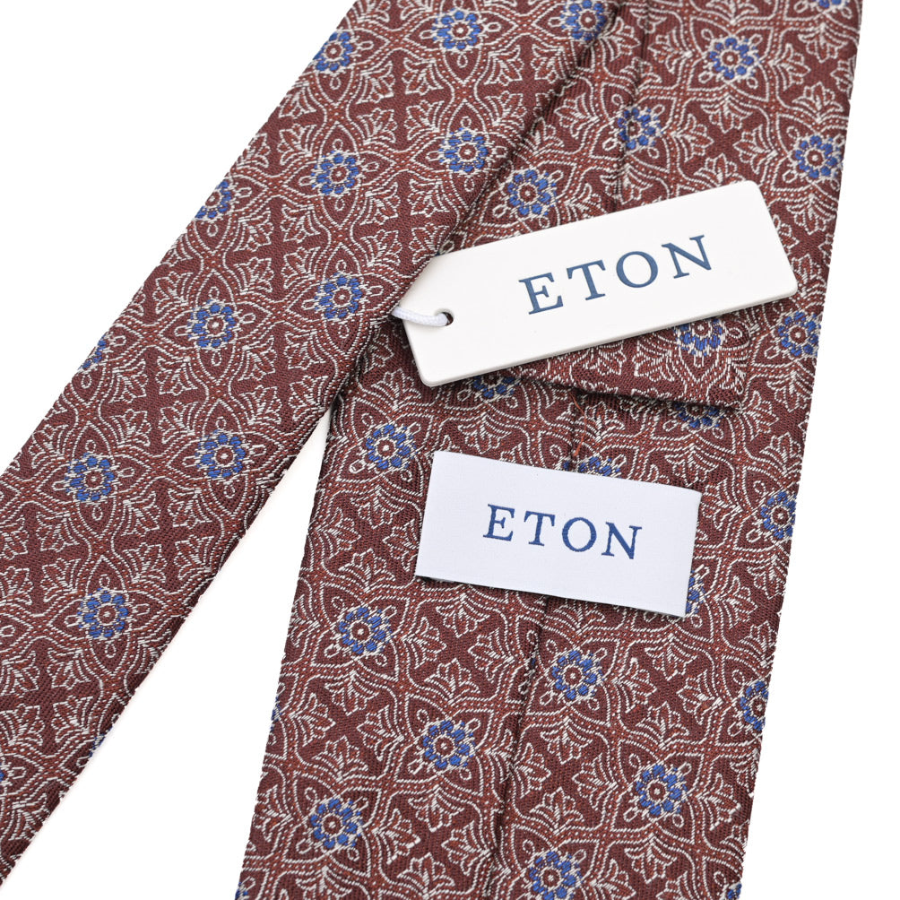 SALE|ETON リネン混シルク 総柄ネクタイ