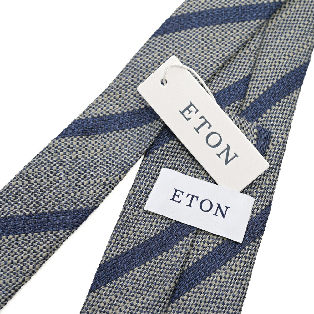 ETON シルク混リネン レジメンタル柄ネクタイ
