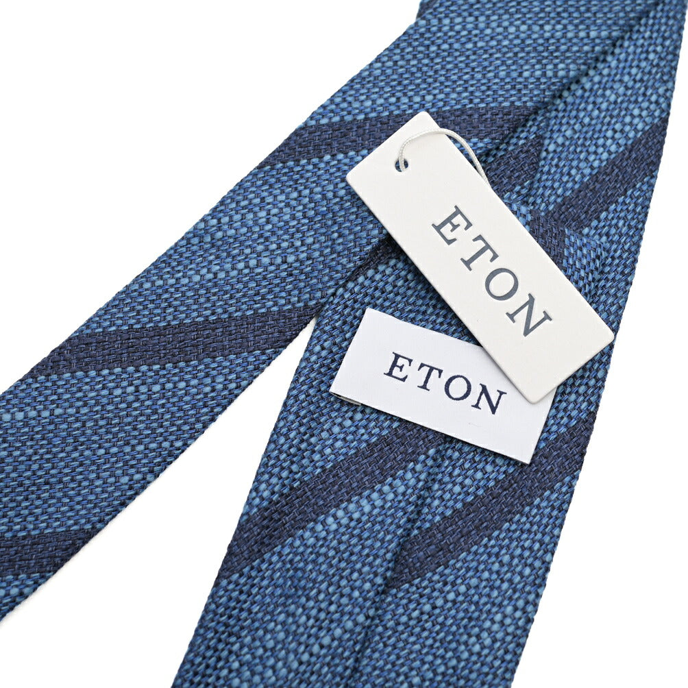 ETON シルク混リネン レジメンタル柄 ネクタイ(ニットタイ)