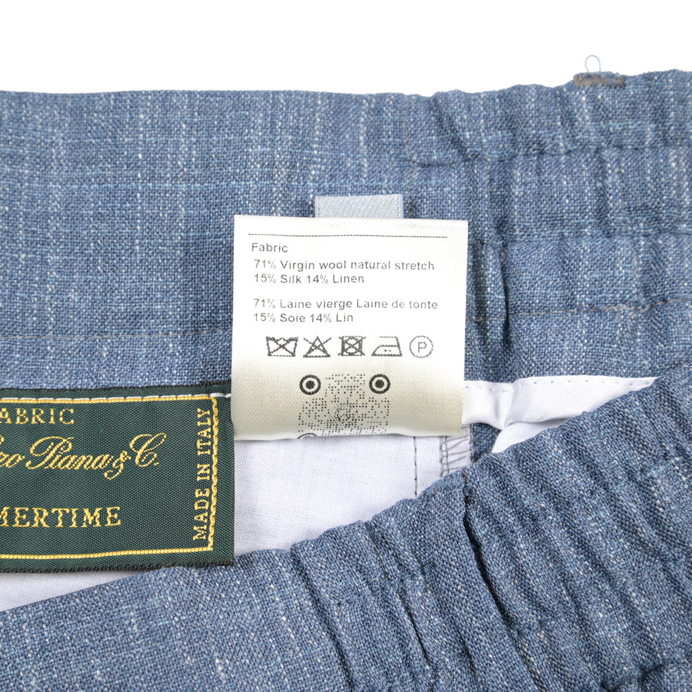 SUMMER SALE|BERWICH “SPIAGGIA 1P” リネン混ウール ドローコード付きワンタックスラックス / Loro Piana製生地 (SUMMERTIME)