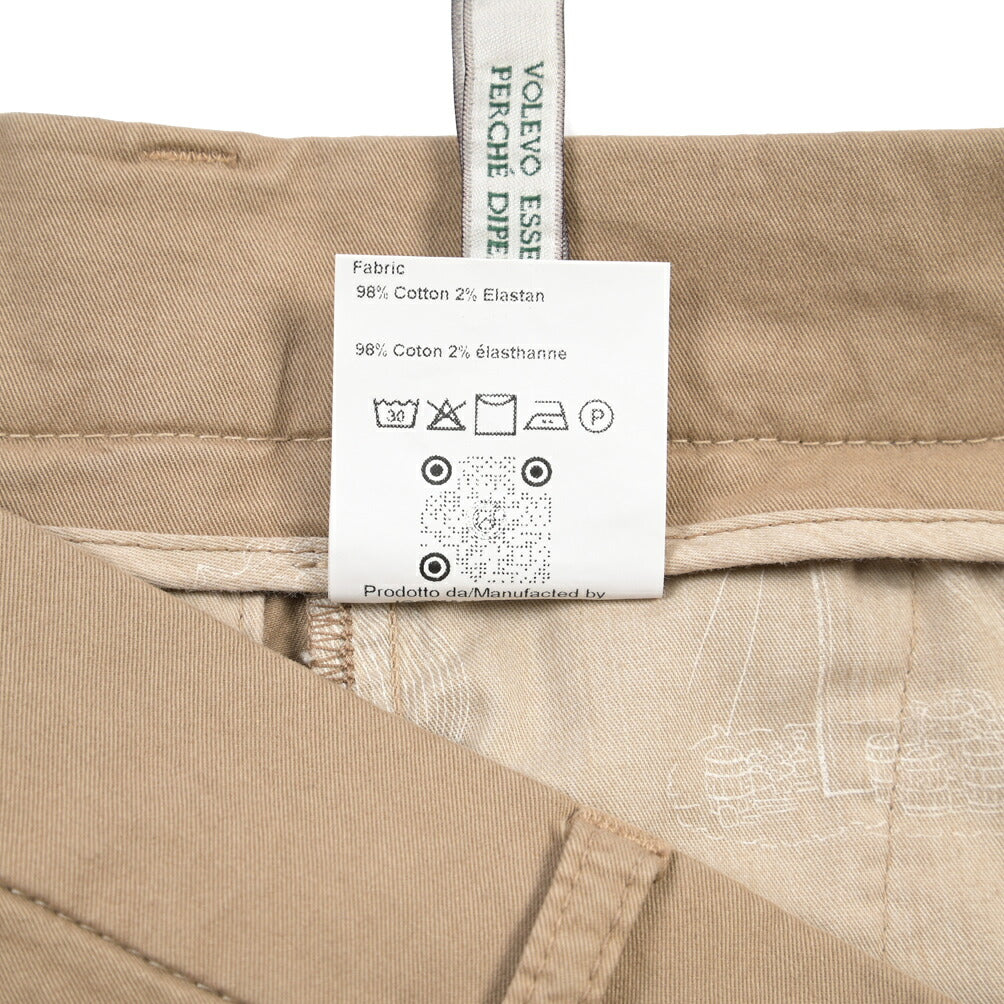 BERWICH “DAB FF CROP-GD” ストレッチコットン ノータックチノパンツ
