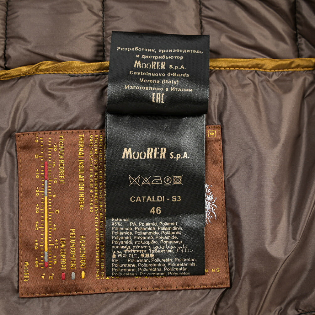 MOORER “CATALDI-S3” 高機能ストレッチナイロン フード付きダウンジャケット / ACQUA RESISTANT(撥水)