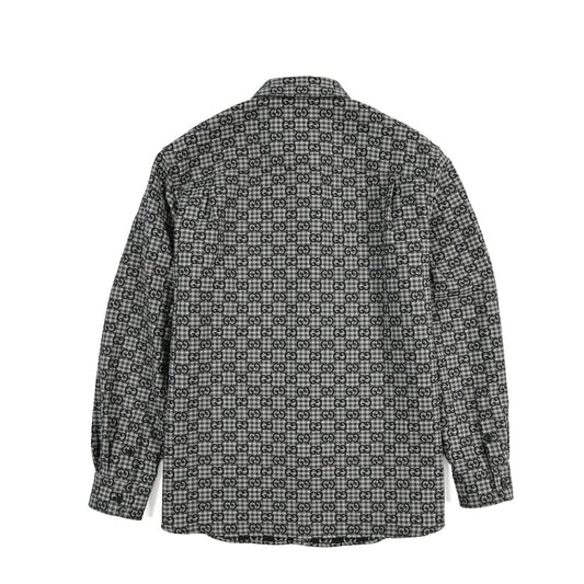 GUCCI コットン混ウール GG柄シャツジャケット