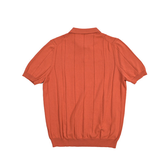 GRAN SASSO コットン100% スキッパーカラー半袖ニットポロシャツ