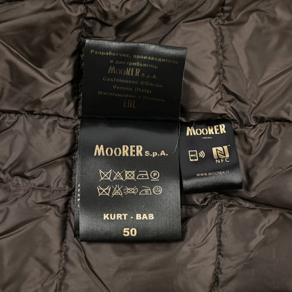 MOORER “KURT-BAB” カシミヤ100% ミンクファー付きスタンドカラーダウンコート