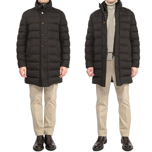 MOORER “ALFIERI-FUR-IL” カシミヤ100% ファー付きスタンドカラーダウンコート