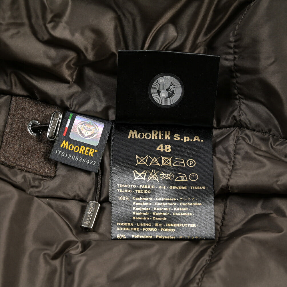 MOORER “BARBIERI-IL” カシミヤ100% ファーフード付きスタンドカラーダウンコート
