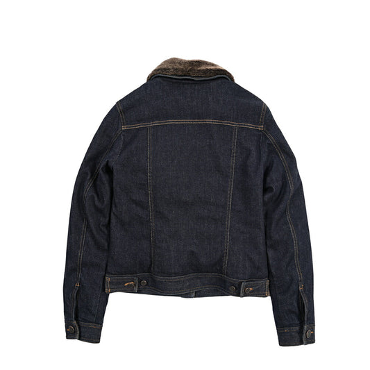 MOORER GAELLE-FUR-49W デニムダウンジャケット エコファー アウター コットン カシミヤ ストレッチ ネイビー