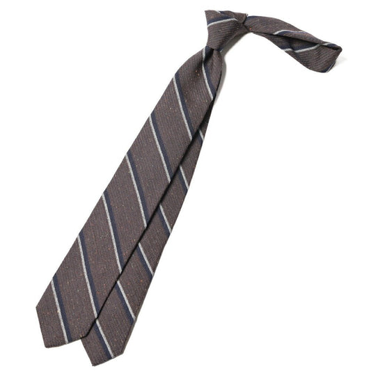BARBA シルク混ウール レジメンタルネクタイ (セッテピエゲ) ブラウン 149cm×7cm | GUARDAROBA MILANO OFFICIAL STORE