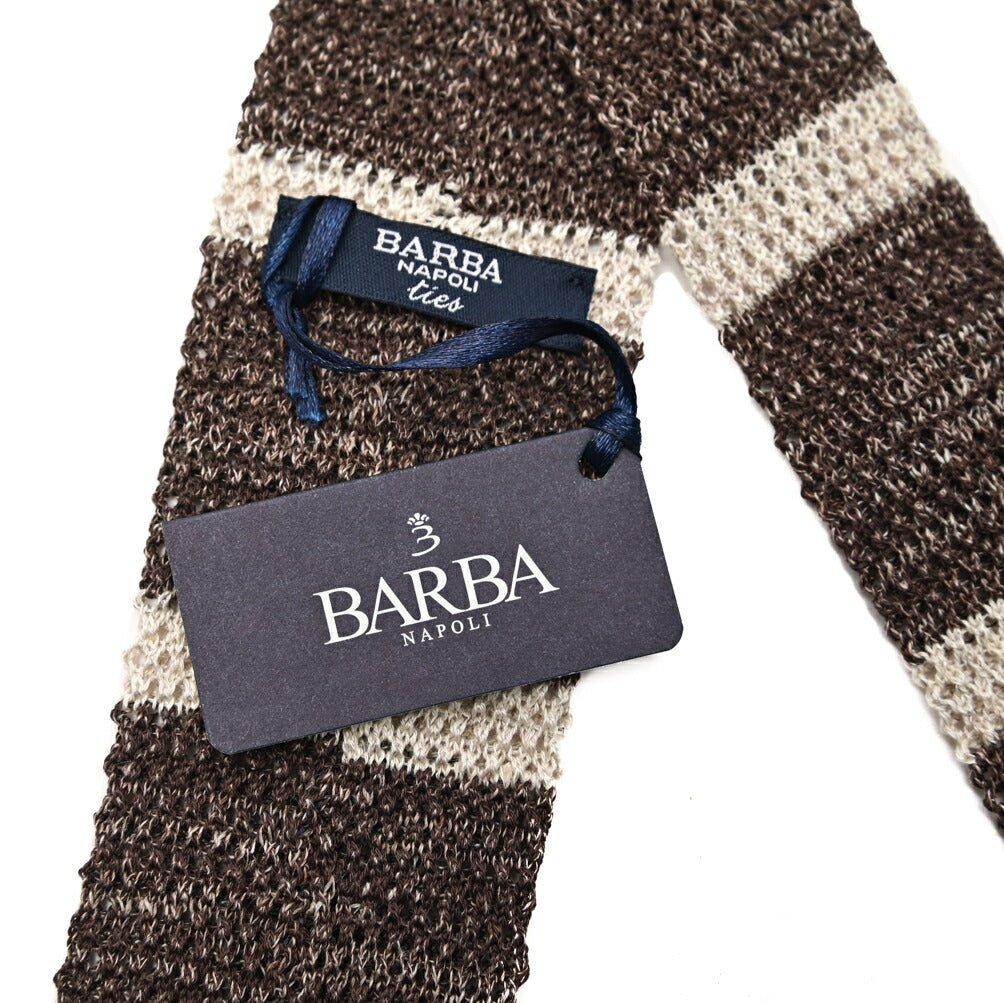 BARBA リネン混コットン ボーダー柄ネクタイ ニットタイ|428507|GUARDAROBA MILANO OFFICIAL STORE
