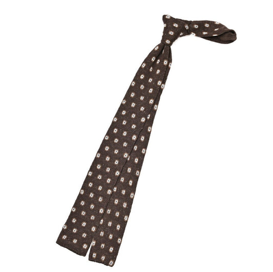 BARBA リネン混コットン 小紋柄ネクタイ ニットタイ / cucito a mano 手縫い仕立て|428515|GUARDAROBA MILANO OFFICIAL STORE