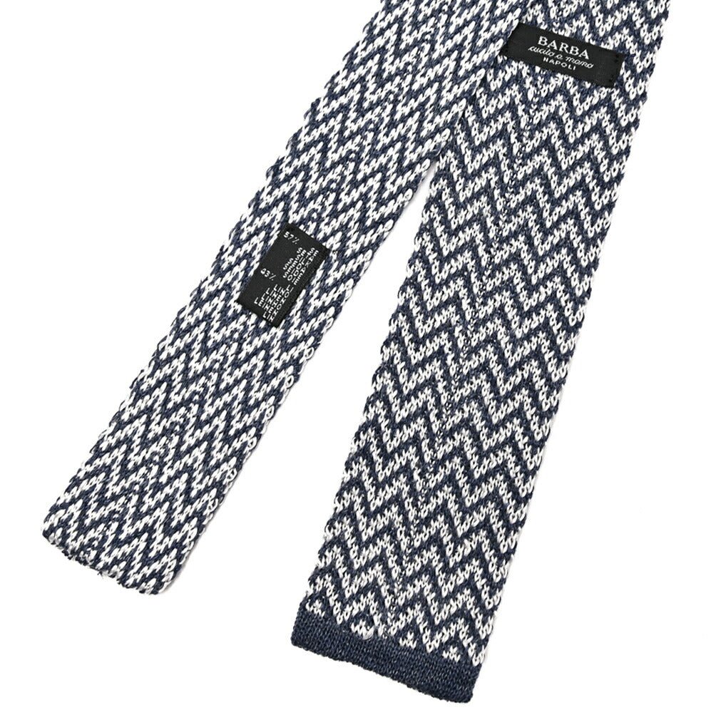 BARBA リネン混シルク ヘリンボーン柄ネクタイ ニットタイ / cucito a mano 手縫い仕立て|428536|GUARDAROBA MILANO OFFICIAL STORE
