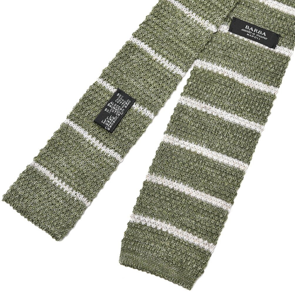 BARBA リネン混コットン ボーダー柄ネクタイ ニットタイ / cucito a mano 手縫い仕立て|428545|GUARDAROBA MILANO OFFICIAL STORE