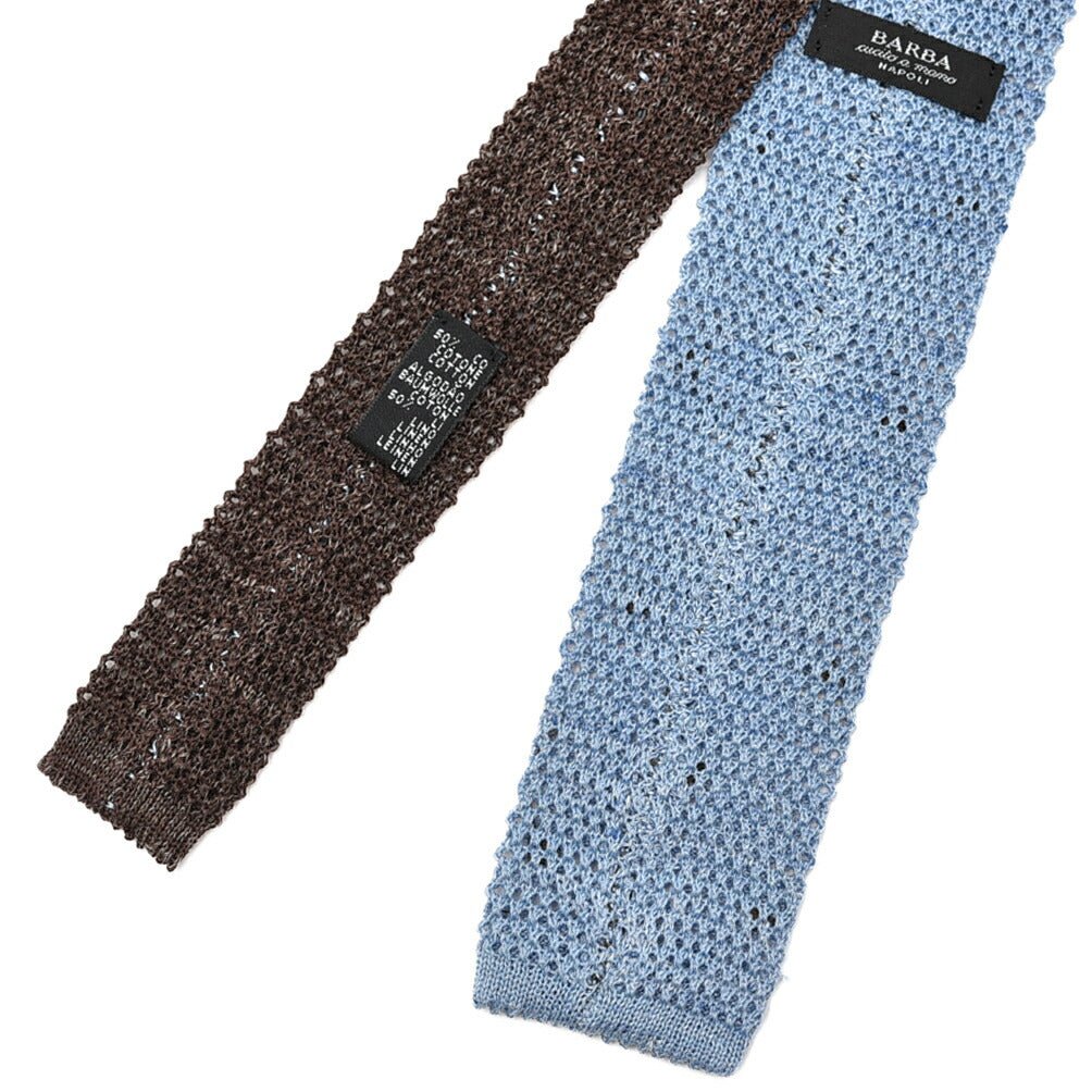 BARBA リネン混コットン ドット柄ネクタイ ニットタイ / cucito a mano 手縫い仕立て|428552|GUARDAROBA MILANO OFFICIAL STORE