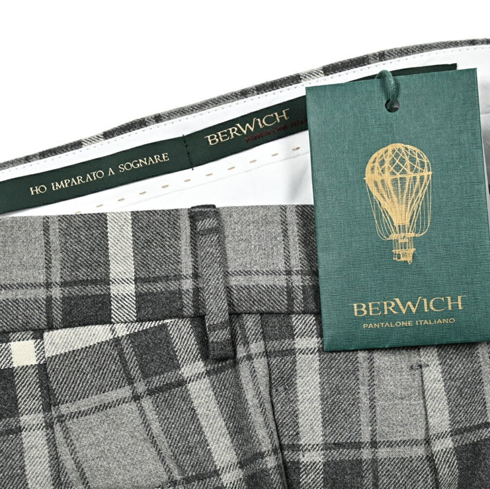SALE|BERWICH BARBER ストレッチウールコットン ツータックスラックス|413541 - 46|GUARDAROBA MILANO OFFICIAL STORE