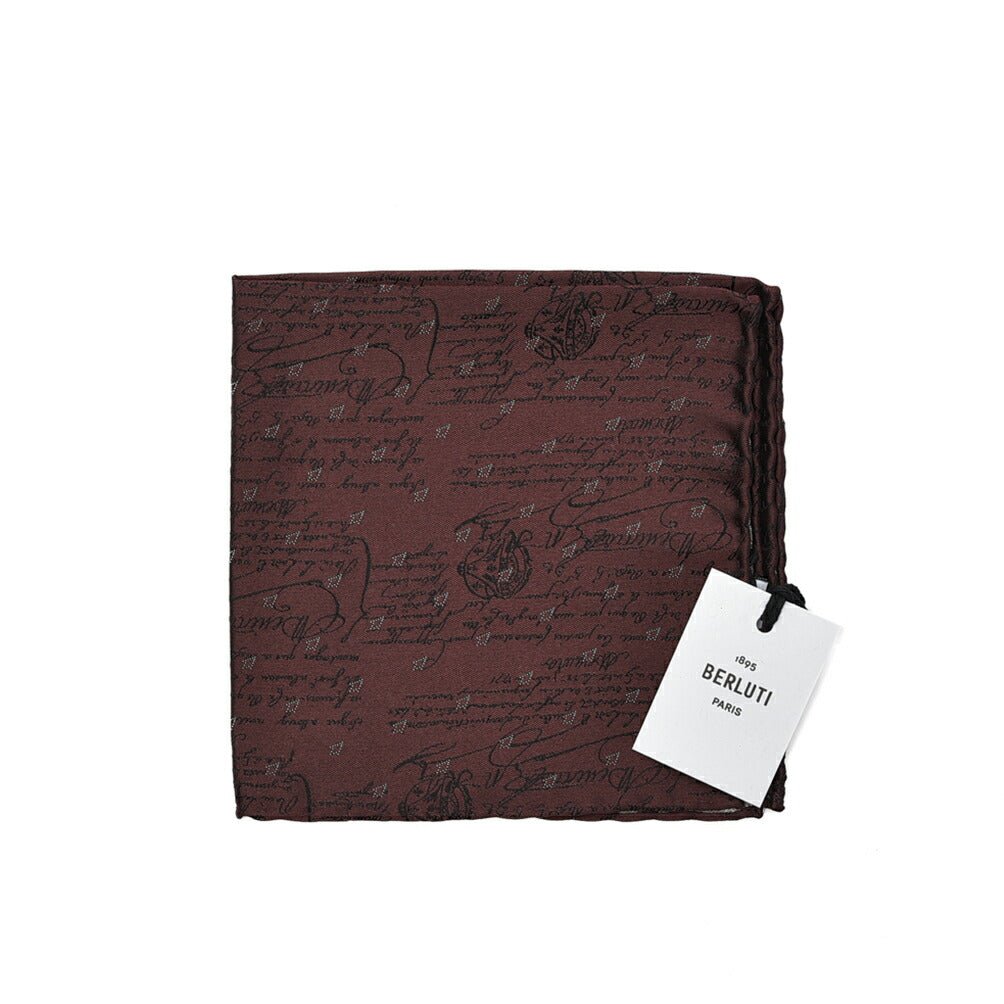 BERLUTI マルベリーシルク100% スクリット柄ポケットチーフ|421358|GUARDAROBA MILANO OFFICIAL STORE