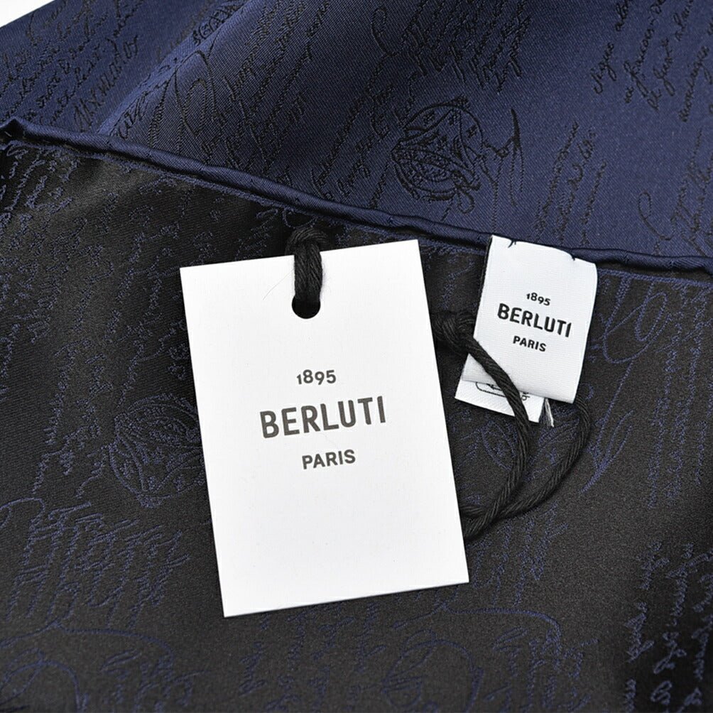 BERLUTI マルベリーシルク100% スクリット柄ポケットチーフ|421384|GUARDAROBA MILANO OFFICIAL STORE