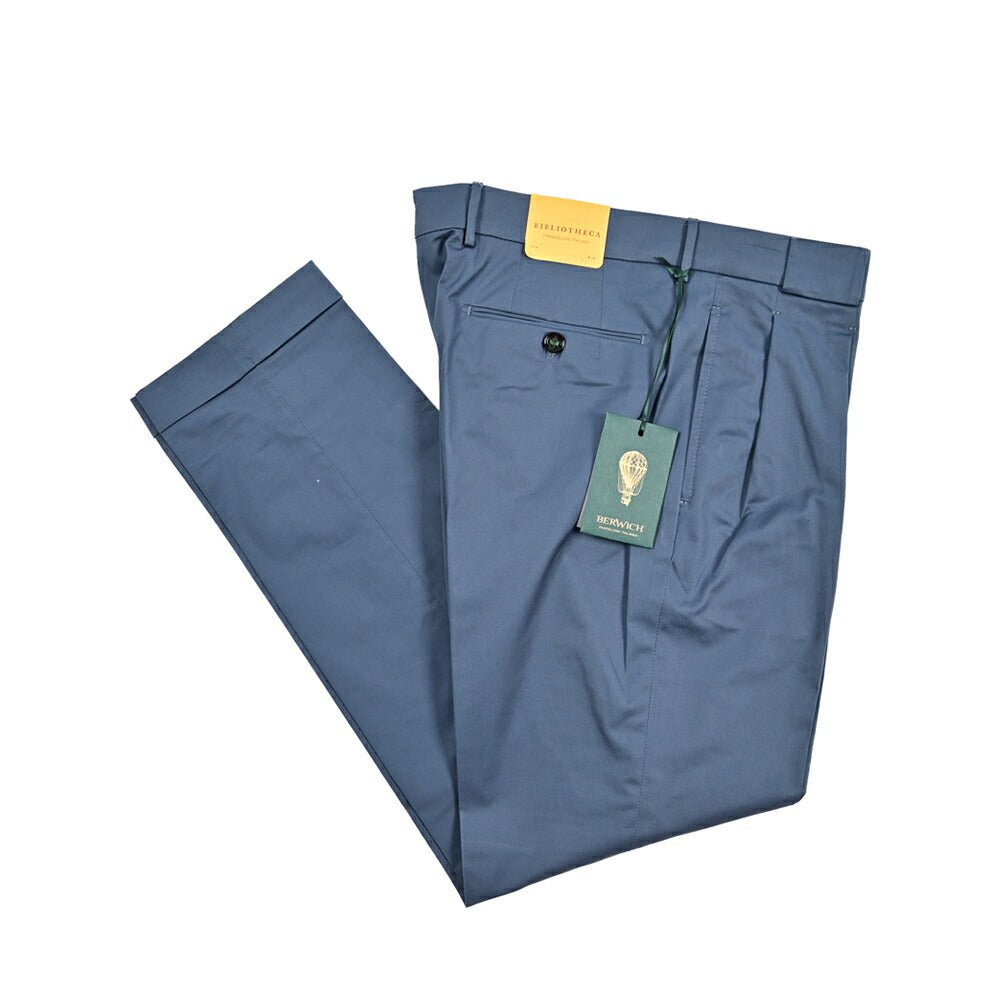 BERWICH "BARBER" ストレッチコットン ツータックスラックス|425192 - 48|GUARDAROBA MILANO OFFICIAL STORE