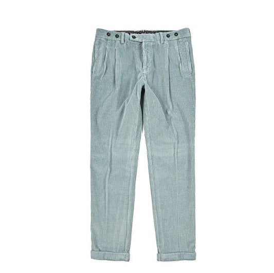 BERWICH “BARBER - GD” コットン100% 太畝コーデュロイツータックパンツ ブルー(ds1471) 44 | GUARDAROBA MILANO OFFICIAL STORE