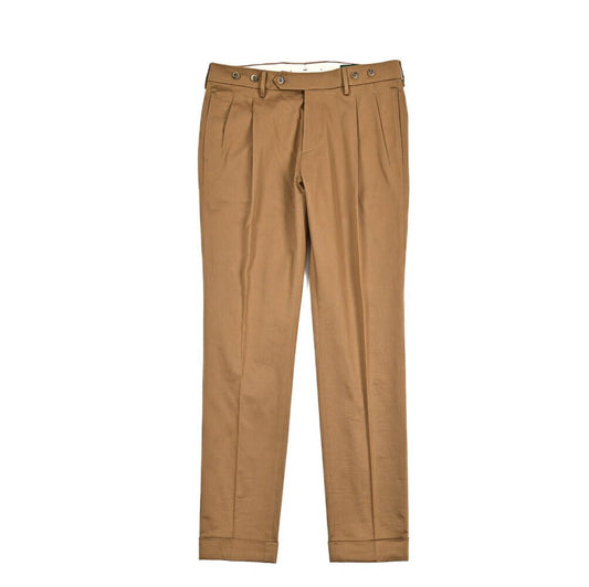 BERWICH "BARBER LONG" ストレッチコットン ツータックパンツ ブラウン(khaki) 46 | GUARDAROBA MILANO OFFICIAL STORE
