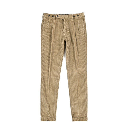 BERWICH “BARBER LONG - GD” コットン100% 太畝コーデュロイツータックパンツ ライトブラウン(ds591) 46 | GUARDAROBA MILANO OFFICIAL STORE