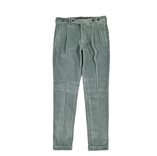 BERWICH “BARBER LONG - GD” コットン100% 太畝コーデュロイツータックパンツ グリーン(ds1471) 44 | GUARDAROBA MILANO OFFICIAL STORE