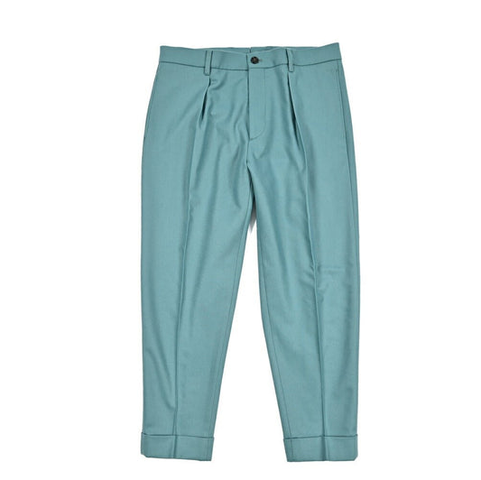 BERWICH “CHIAIA” スラックス ワンタック インプリーツ パンツ ウール100% / CANONICO製生地 グリーン(water green) 46 | GUARDAROBA MILANO OFFICIAL STORE