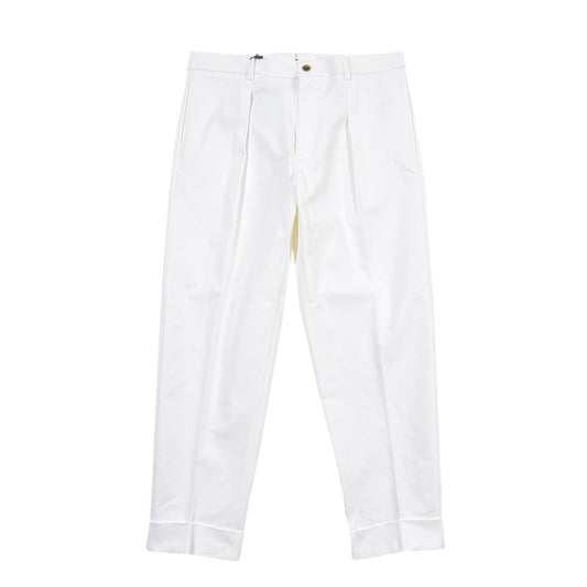 BERWICH “CHIAIA 1P” ストレッチコットン ワンタックチノパンツ ホワイト(chalk) 46 | GUARDAROBA MILANO OFFICIAL STORE