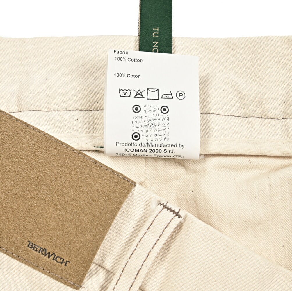BERWICH “CHIAIA - GD” コットン100%デニム ワンタックパンツ / デニスラ オフホワイト(ecru denim) 50 | GUARDAROBA MILANO OFFICIAL STORE