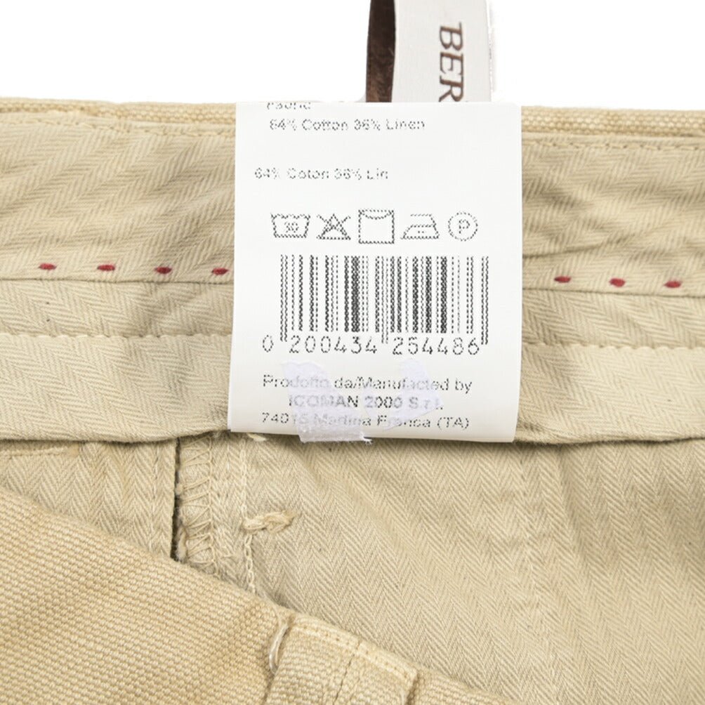 BERWICH “CHIAIA - GD” リネン混コットン ワンタックパンツ ベージュ(old722) 46 | GUARDAROBA MILANO OFFICIAL STORE
