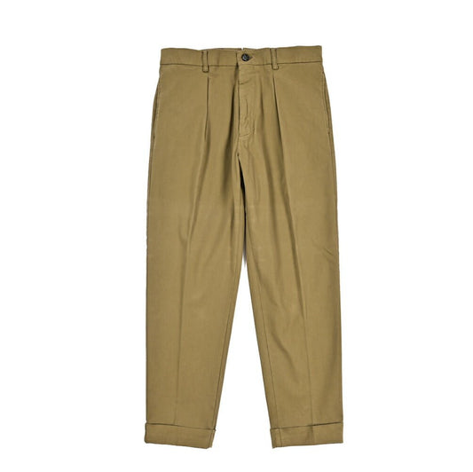BERWICH “CHIAIA - GD” ストレッチコットンチノ ワンタックパンツ カーキグリーン(olio3811) 44 | GUARDAROBA MILANO OFFICIAL STORE