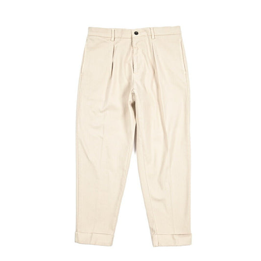 BERWICH “CHIAIA - GD” ストレッチコットンチノ ワンタックパンツ オフホワイト(latte802) 48 | GUARDAROBA MILANO OFFICIAL STORE