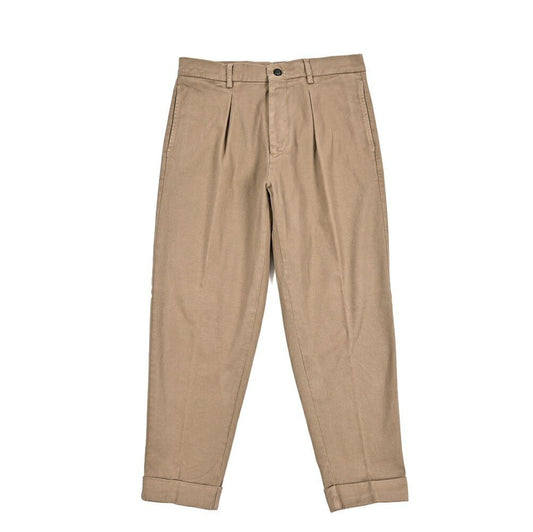 BERWICH “CHIAIA - GD” ストレッチコットンチノ ワンタックパンツ ブラウン(noce724) 46 | GUARDAROBA MILANO OFFICIAL STORE