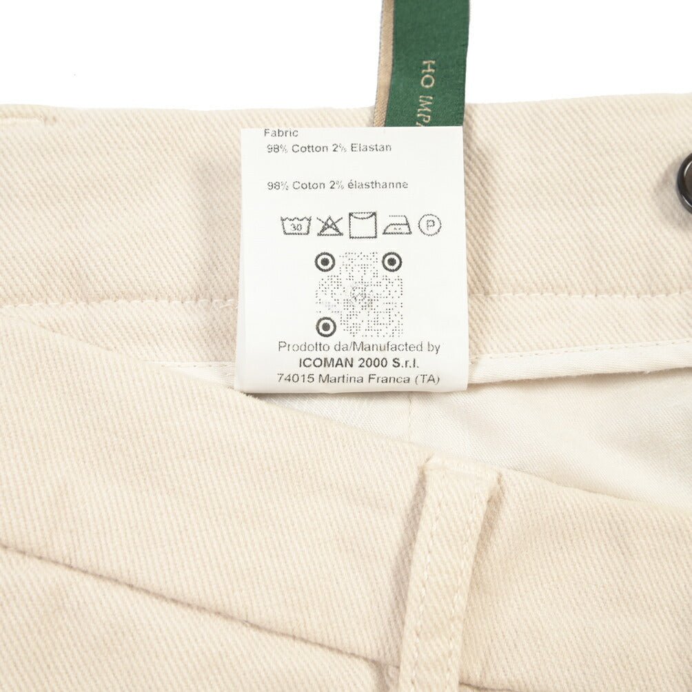 BERWICH “CHIAIA-GD” ストレッチコットン ワンタックパンツ オフホワイト(latte802) 48 | GUARDAROBA MILANO OFFICIAL STORE