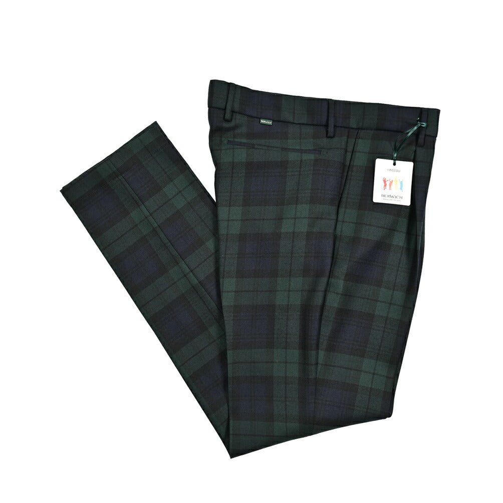 《キッズ》BERWICH I PICCOLI FEDE ウール100% ワンタックスラックス ブラックウォッチ|414373|GUARDAROBA MILANO OFFICIAL STORE