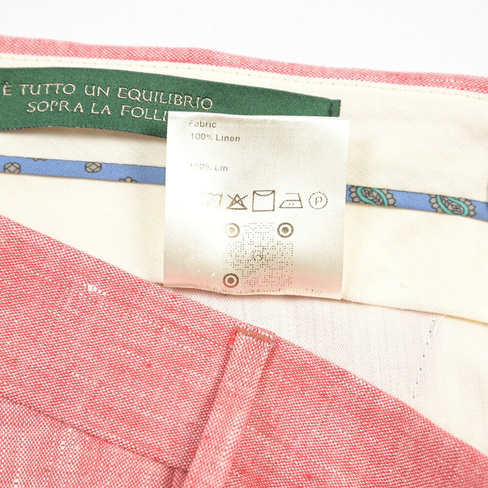 BERWICH “MORELLO 1P” リネン100% ワンタックスラックス ピンク(peach) 46 | GUARDAROBA MILANO OFFICIAL STORE