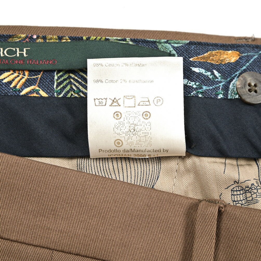 BERWICH "MORELLO" ストレッチコットン ワンタックスリムパンツ|425179 - 46|GUARDAROBA MILANO OFFICIAL STORE