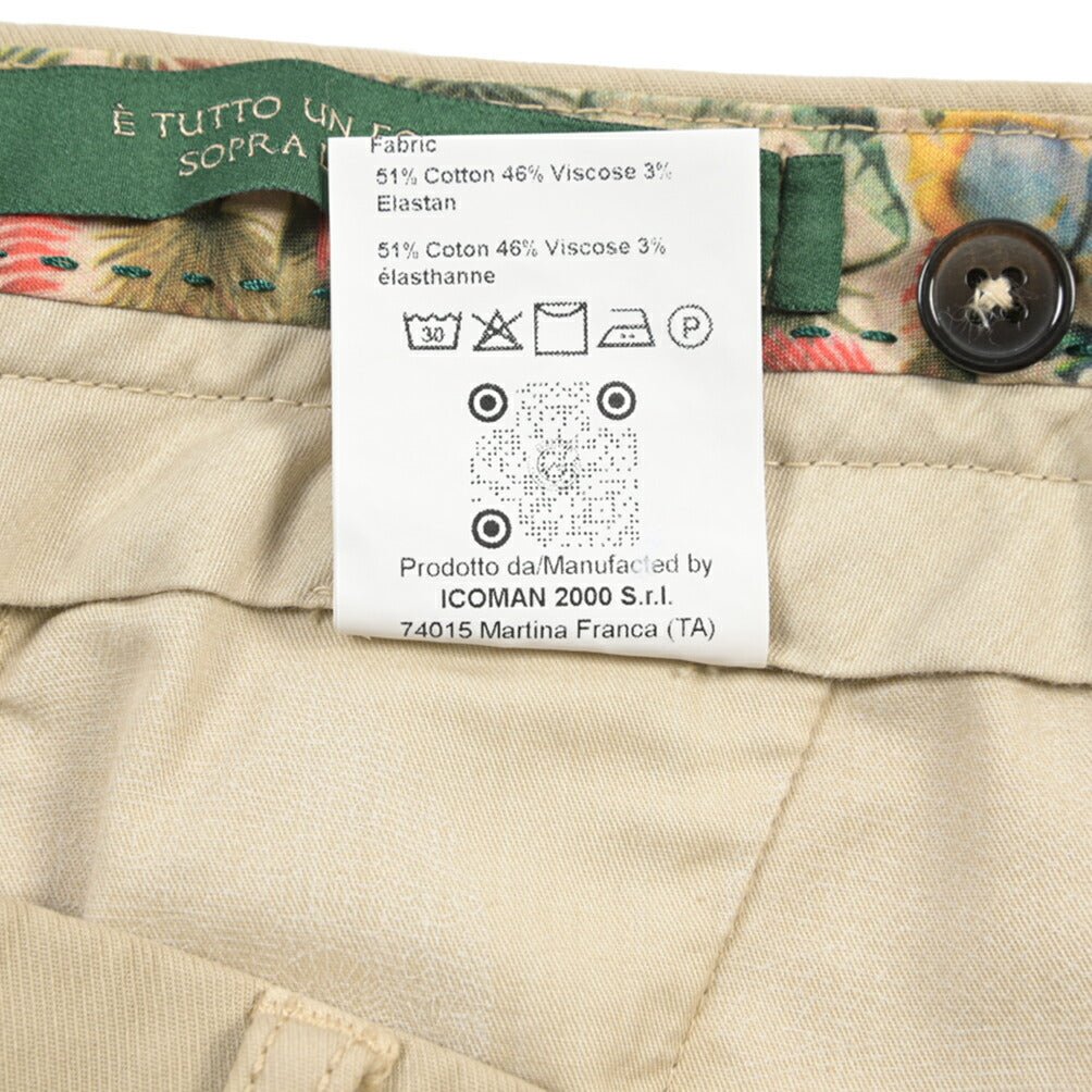 BERWICH “MORELLO - GD” ビスコース混コットン ノータックチノパンツ ベージュ(beige208) 52 | GUARDAROBA MILANO OFFICIAL STORE