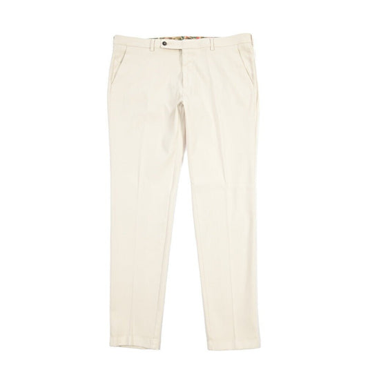 BERWICH “MORELLO-GD” ビスコース混コットン ノータックチノパンツ オフホワイト(latte802) 46 | GUARDAROBA MILANO OFFICIAL STORE