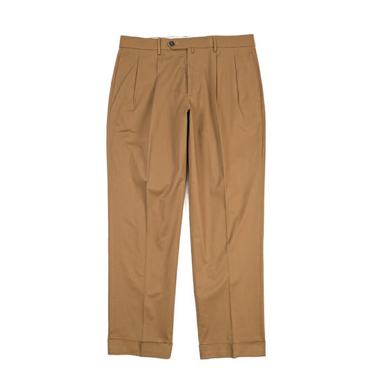 BERWICH “NEGRONI LUX” ストレッチコットン ツータックチノパンツ ブラウン(tobacco) 50 | GUARDAROBA MILANO OFFICIAL STORE